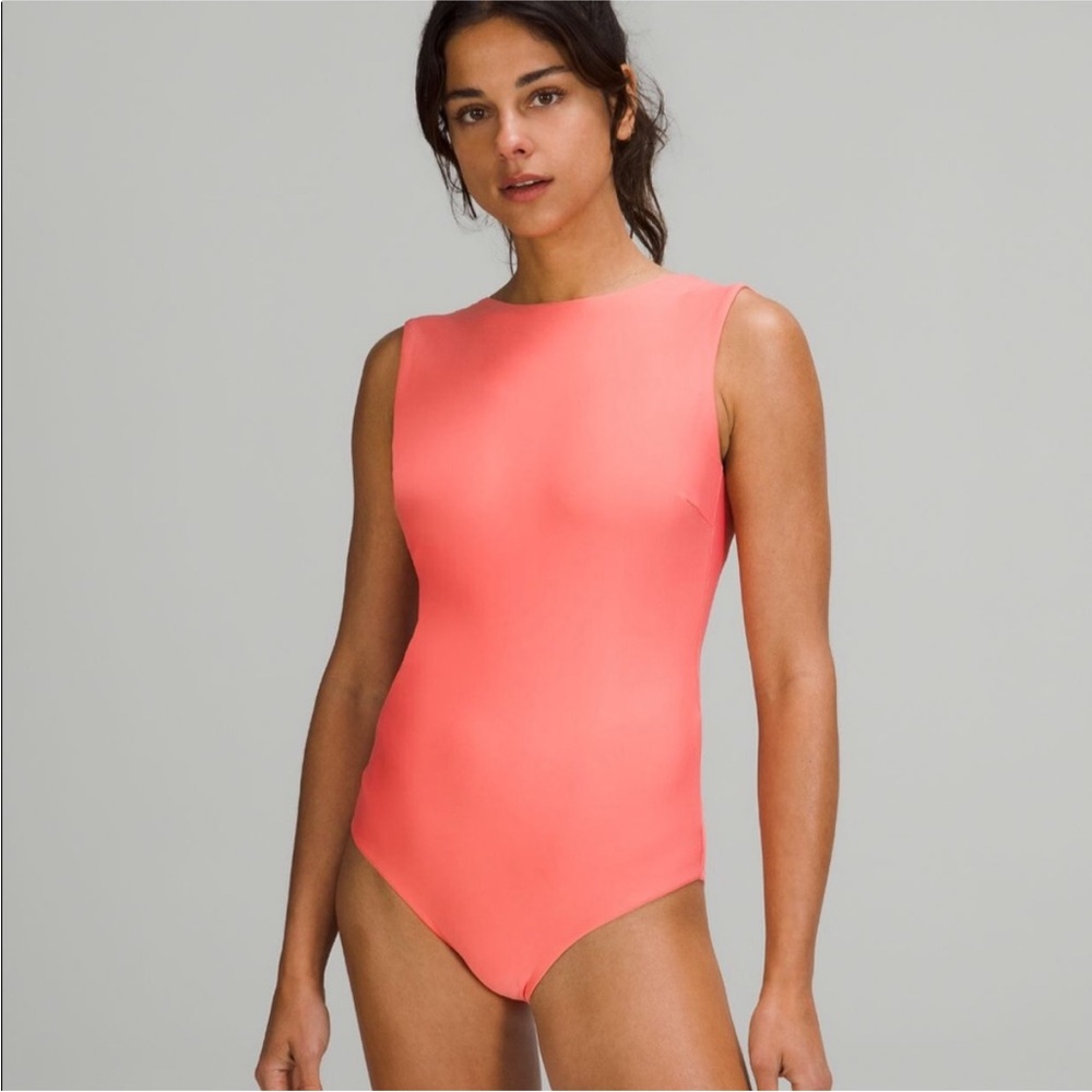 Lululemon Rasberry Cream Waterside High Neck Swimsuit NWT